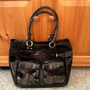 Brahmin very excellent condition large shoulder purse brown/black alligator